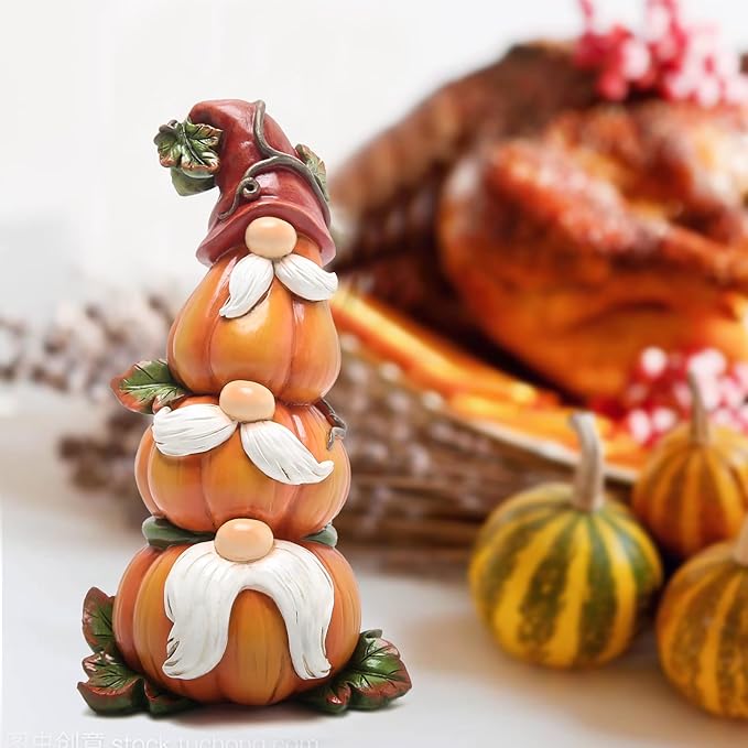 Hodao Fall Thanksgiving Stack Gnome Pumpkin Table Decorations Indoor Creative Thanksgiving centerpieces for Tables