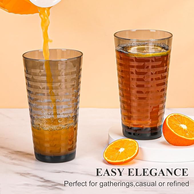Acrylic Clear Highball Plastic Cups | Plastic Reusable Tumblers 22oz (Set of 6) | Stackable | BPA-free Tumblers | Shatterproof | Top-rack Dishwasher Safe