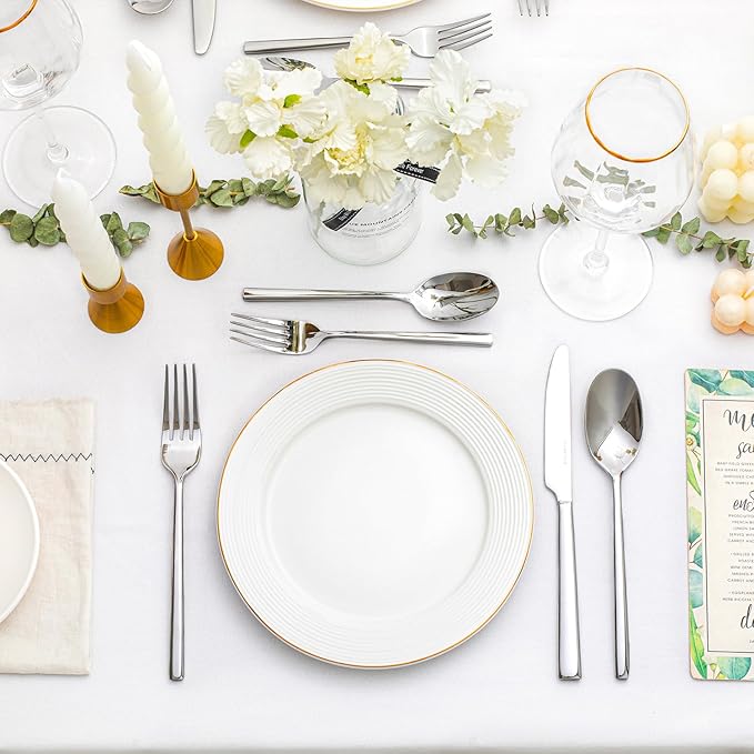 KINGSTONE Silverware Set, 60-Piece Forged Flatware Set Cutlery Set Premium Stainless Steel, Service for 12, for Kitchen, Home, Wedding, Party, Mirror Polished and Dishwasher Safe