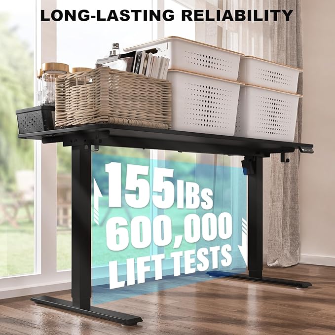 55 x 24 Inch Standing Desk with 2 Drawers, Easily Assembled Height Adjustable Desk, Ergonomic Sit to Stand Electric Desk for Home Office Workstation, Classic Black