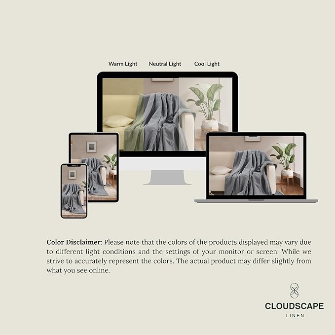 Cloud Scape Linen Extra Large 4 Layer Muslin Throw Blanket - 100% Cotton Gauze, Lightweight & Breathable All Season, Pre-Washed, for Couch & Bed, 50x70, Dark Grey