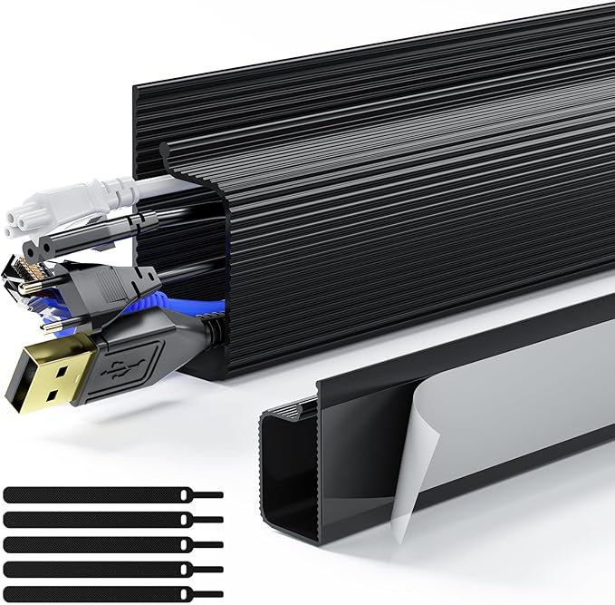 Delamu 2 Pack Safe & Tidy Cable Management Solution - Protect Kids & Pets with Home & Office Cable Management Under Desk,Cable Organizer, Cable Management Kit,Cord Organizer for Desk, 15.7inX2