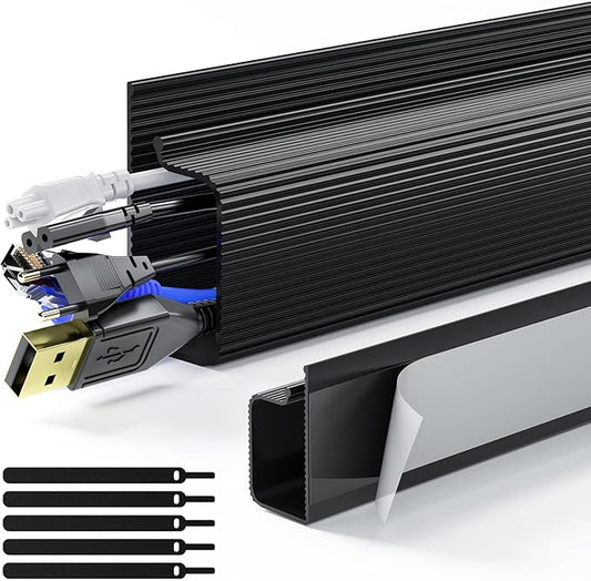 Delamu 2 Pack Safe & Tidy Cable Management Solution - Protect Kids & Pets with Home & Office Cable Management Under Desk,Cable Organizer, Cable Management Kit,Cord Organizer for Desk, 15.7inX2