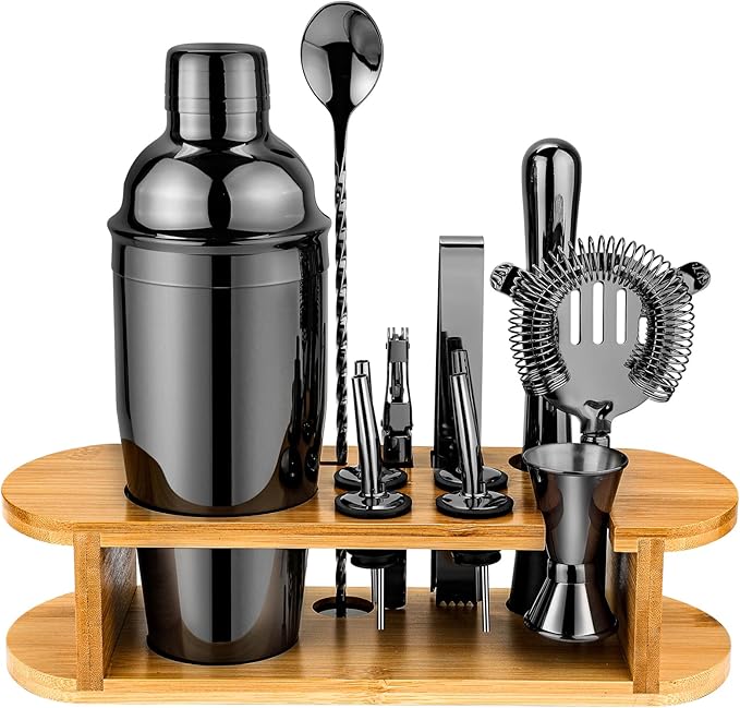 Cocktail Shaker Set Bartender Kit with Stand, Stainless Steel Drink Mixer Set with All Essential Accessories, Professional Bar Tool Set Bartending Kit, Gifts for Home Bar and Men Dad Women
