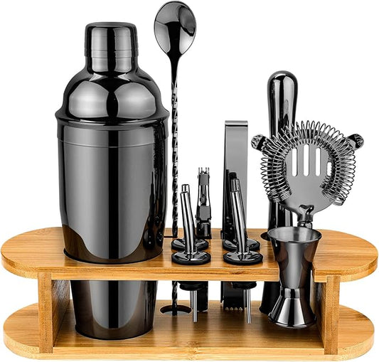 Cocktail Shaker Set Bartender Kit with Stand, Stainless Steel Drink Mixer Set with All Essential Accessories, Professional Bar Tool Set Bartending Kit, Gifts for Home Bar and Men Dad Women