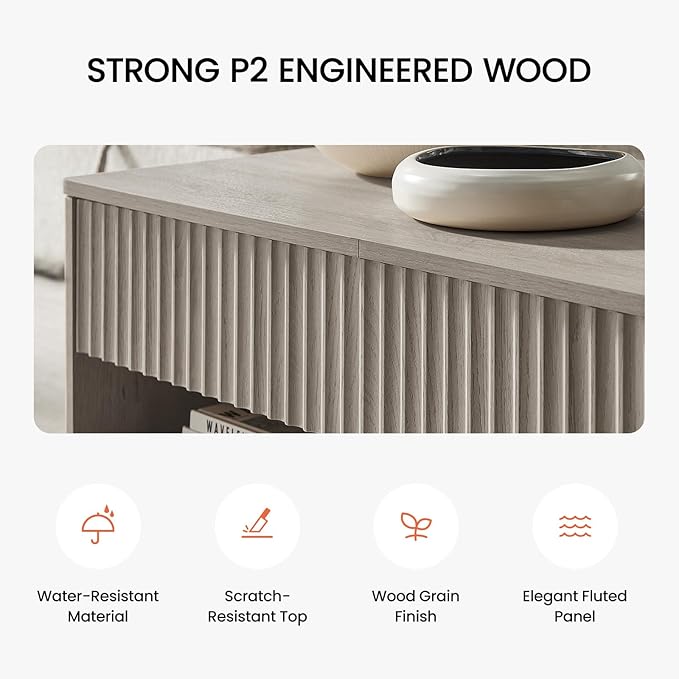 Amada Lift Top Coffee Table with Storage, Modern Center Table with Hidden Compartment, Rectangle Coffee Tables for Living Room, Small Spaces,Office,Grey