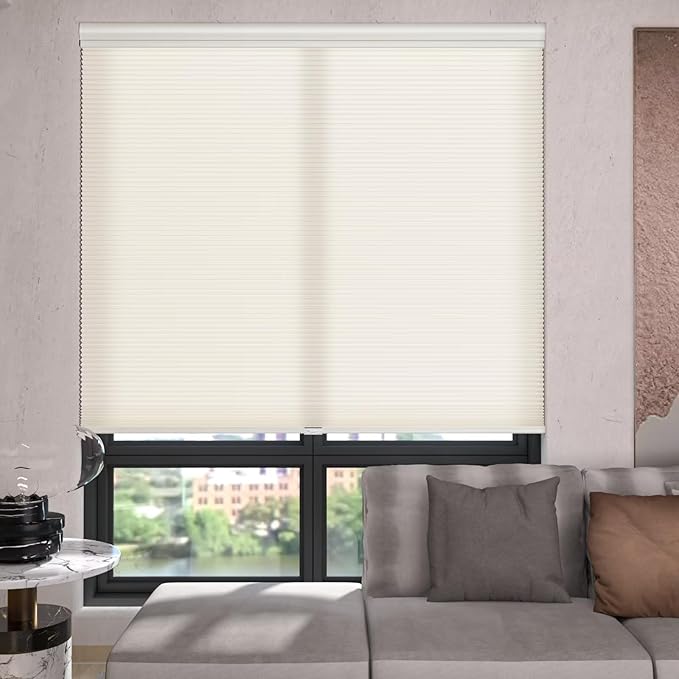 MYshade Top Down Bottom Up（TDBU） Cellular Shades, 1.5 inch Cordless Light Filtering Privacy Light Control Sheer & Room Darkening Honeycomb Blinds for Home Bedroom Office, 35" W x 72" H, Beige