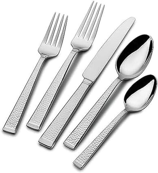 Mikasa Kyler Flatware Set for 12, 65 Piece 18/10 Stainless Steel Silverware with Modern Design and Serving Utensils, Durable, Stylish Dinnerware Service