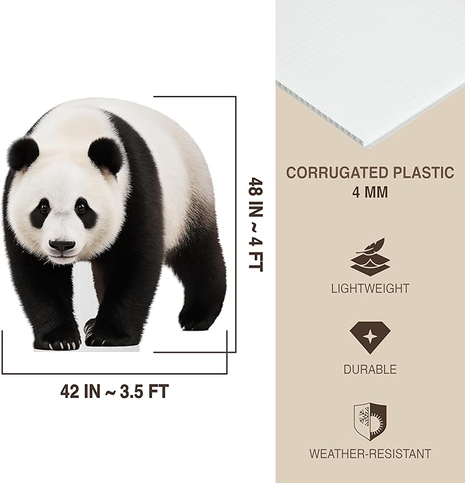 Panda - Walking Life Size Standee - 4FT Freestanding Coroplast Cutouts | Safari Animal Standup Photo Booths, Jungle Party, Birthday & Halloween Decorations