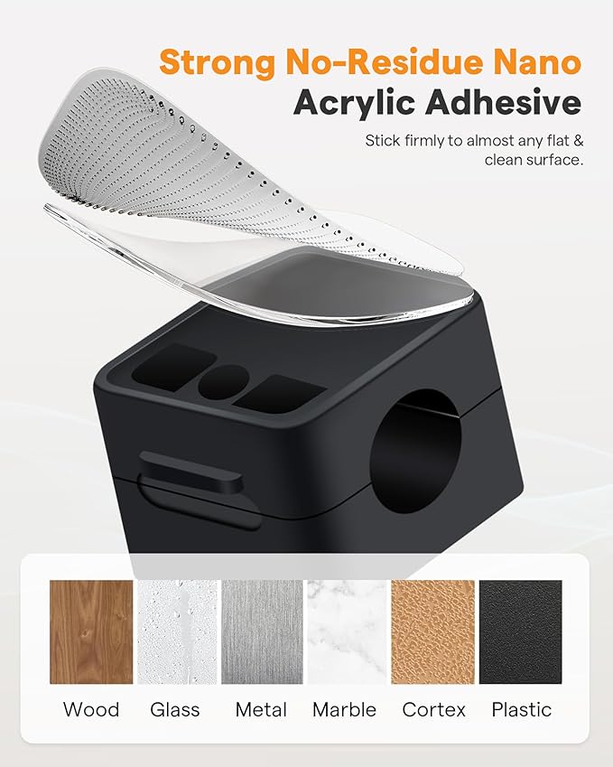 6 Pack Magnetic Cable Clips+2 Sheets (20 Lables) Cute Self-Adhesive Sticker Lables, 11.5mm Ultra Slim Smooth Adjustable Cord Organizer, Under Desk Cable Management for Home/Office/Kitchen/Nightstand