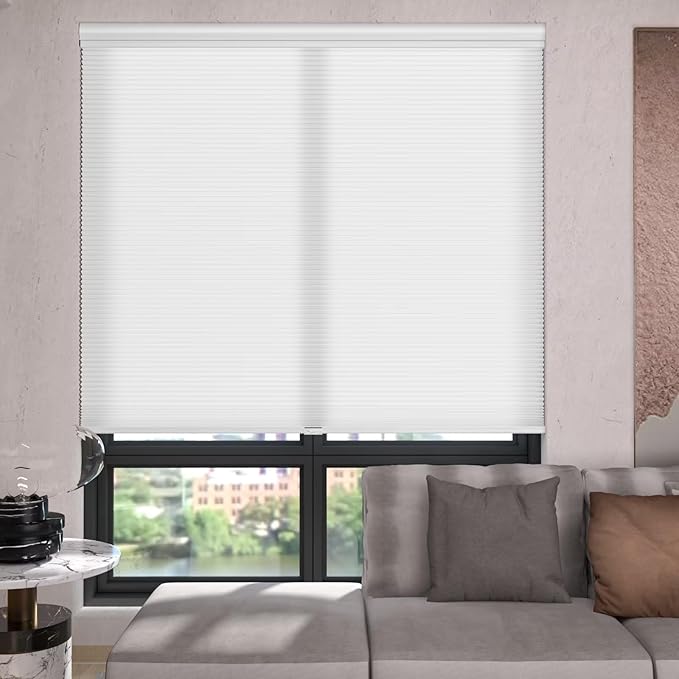 MYshade Top Down Bottom Up（TDBU） Cellular Shades, 1.5 inch Cordless Light Filtering Privacy Light Control Sheer & Room Darkening Honeycomb Blinds for Home Bedroom Office, 44" W x 72" H, White