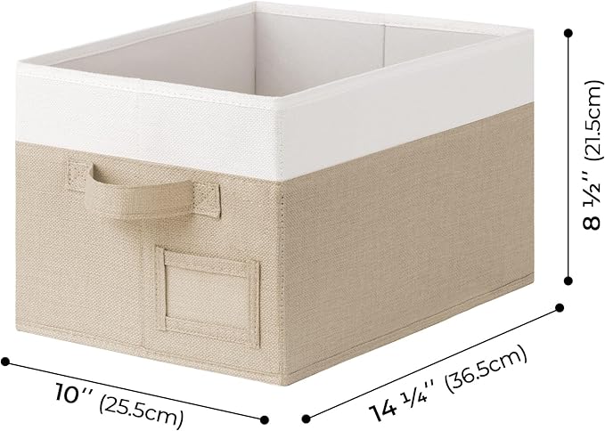 GRANNY SAYS Storage Baskets for Organizing, Fabric Storage Bins for Shelves, Closet Storage Boxs, Clothing Storage and Organization, Decorative Storage Bins, Khaki&Ivory, Large, 3-Pack