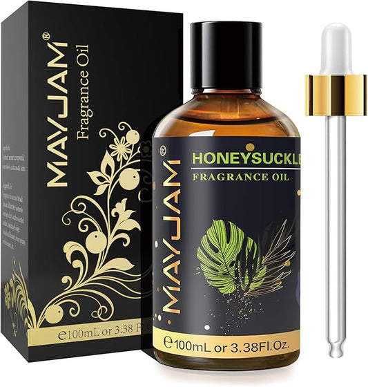 MAYJAM 100ML/3.38FL.OZ Honeysuckle Fragrance Oils with Glass Dropper, Essential Oils for Diffusers for Home, Long Lasting Scented Oils for Diffusers Soap Candle Making