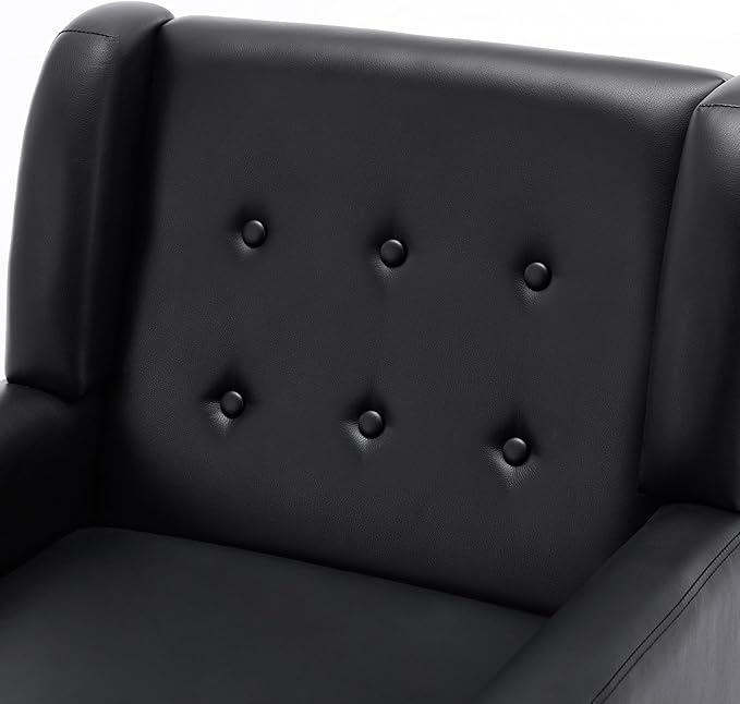UIXE PU Leather Accent Chairs Set of 2, Modern Arm Club Chair Upholstered Armchair for Living Room, Comfy Single Sofa Seats Button Tufted Reading Seating, Black