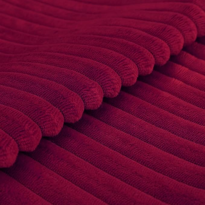 Simmore Decorative Fall Throw Pillow Covers 16x16 Set of 2, Soft Natural Plush Flannel Double-Sided Fluffy Couch Pillow Covers for Sofa Living Room, Burgundy