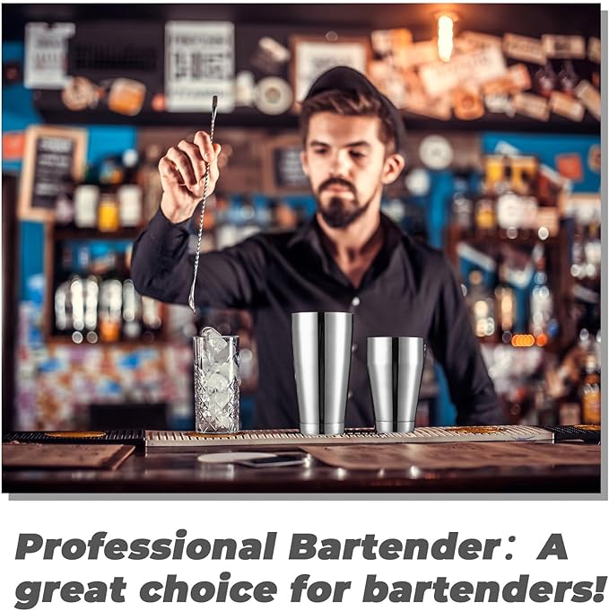 Sabary 12 Pcs Cocktail Shakers Professional Bar Shaker Boston Set Stainless Steel Martini Drink Mixer Basic Tool Weighted Shake Metal Can Cocktail Shaker Set, 18 Oz, 28 oz (Silver)