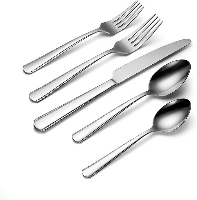 Oneida Gable 42 Piece Everyday Flatware Set, Service for 8, 18/0 Stainless Steel (Pack of 3)