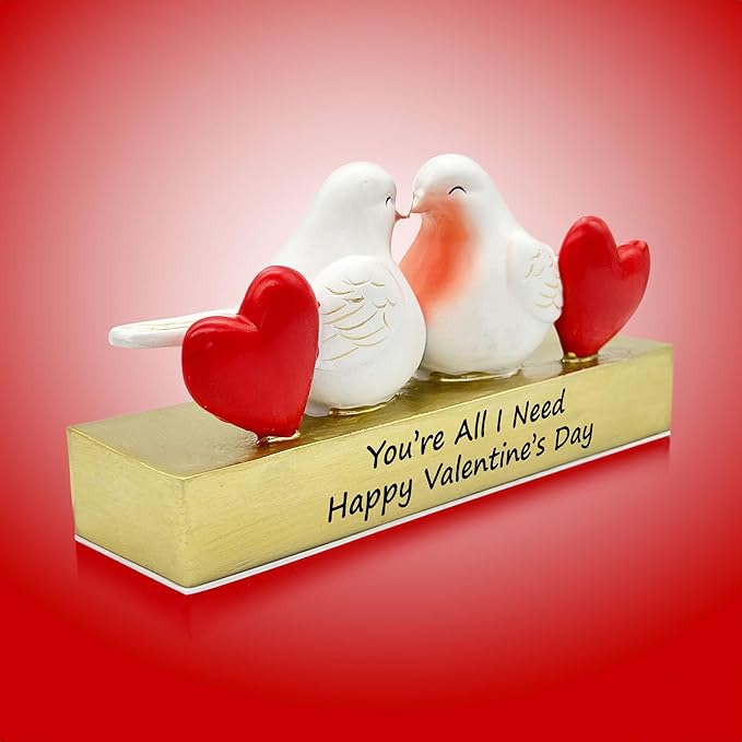 Love Birds Figurine Resin Art Decorative Statue for Home Decor, Valentine's Day Gift for Wife Girlfriend Husband - Romantic Valentine's Day Gift for Your Spouse - 2 Birds Love Decor