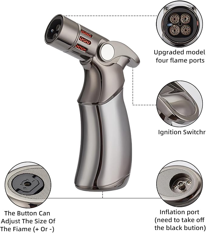 Cocktail Smoker Kit with Torch, Old Fashioned Smoker Kit for Bourbon Whiskey Drink, Smoker Infuser Kit with 4 Flavors Wood Chips, Birthday for Husband, Men, Dad (No Butane)