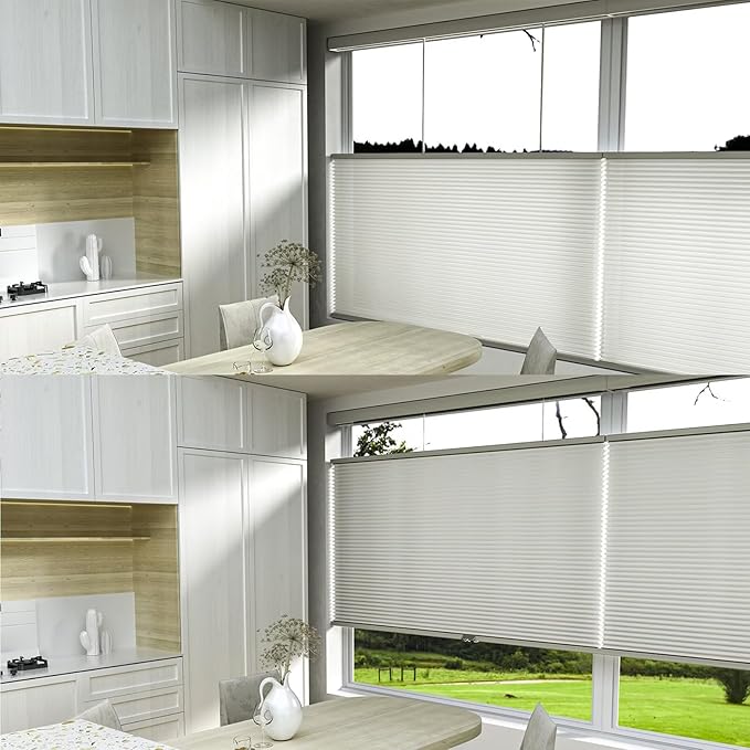 Custom MYshade Cellular Shades, Light Filtering Blinds for Windows, Top Down Bottom Up（TDBU） Cellular Shades&Blinds for Home/Bathroom/Bedroom(Gray)