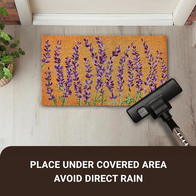 KANKUN Coco Coir Door Mat with Heavy Duty Backing, Welcome Doormat (17" x 30"), Doormat Entrance (Floral Spring)