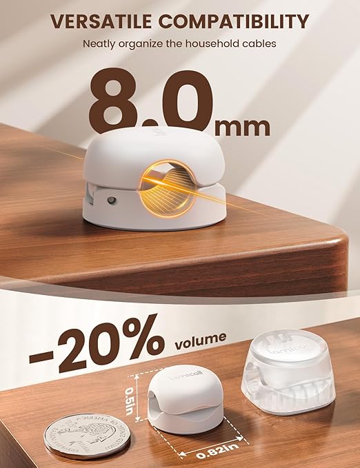 Lamicall Cord Organizer, Spring Cable Management Clips - 6Pack Compact Desk Cable Holder Clips, Nightstand Phone Charging Cord Holder, Halloween Adhesive Wire Organizer, Office Accessory, White