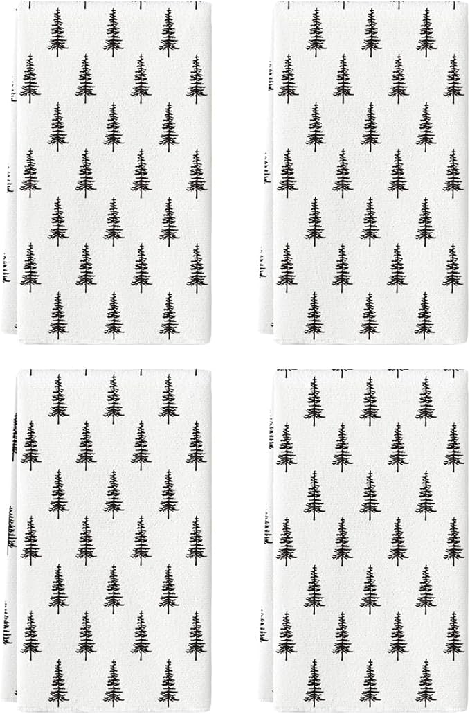 Artoid Mode Beige Xmas Tree Christmas Kitchen Towels Dish Towels, 18x26 Inch Holiday Winter Decoration Hand Towels Set of 4