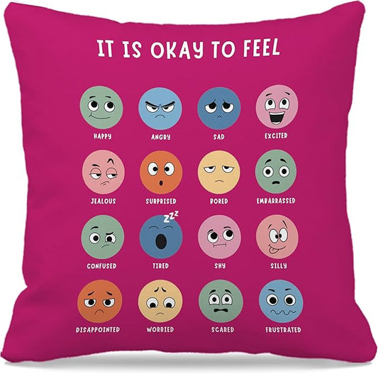 Nogrit Counseling Office Must Haves Throw Pillow Cover, Calming Corner, Mental Health Pillowcase Decor for Home Kids,Mental Health Counselor Gifts, Calming Corner Pillow Covers 18x18 Rose red