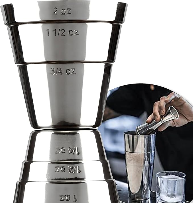 Premium Stainless Steel Jigger – US Standard Double-Sided Cocktail Measuring Tool for Precise Drink Mixing, Durable Bar Accessory 2 Oz. Capacity
