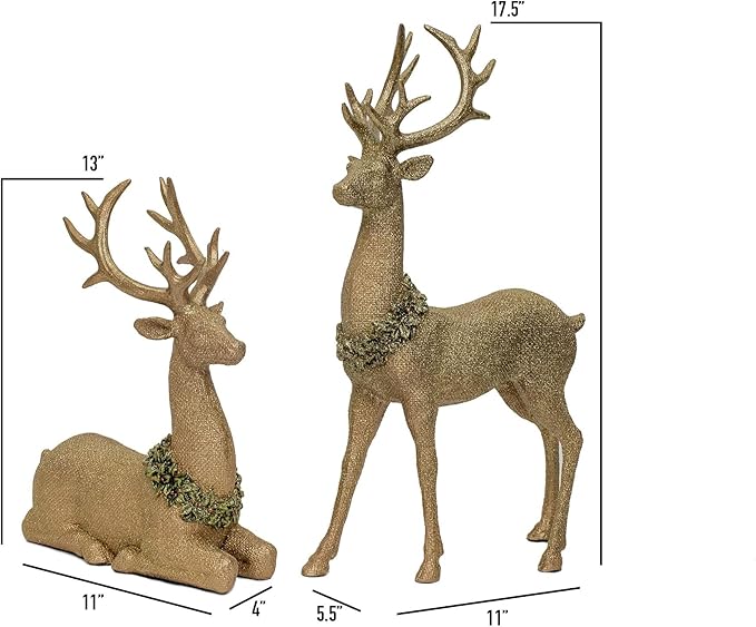 Christmas Reindeer Figurines, Gold Deer Christmas Decor, Christmas Deer Decorations Indoor, Gold Reindeer Decor, Venados De Navidad, Reindeer Christmas Decoration, Christmas Deer Figurines