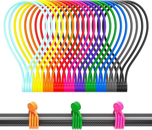 Magnetic Cable Ties Silicone 9 Inch Reusable Magnetic Twist Ties for Cord Cable Organizer and Bundling, Can Be Use in Home Office School Outdoor (10 Colors-20 Pack)