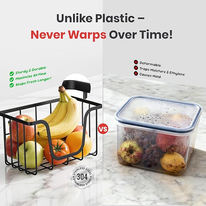 KONE Trash Bag Holder, 2 Pack Garbage Bag Dispenser, Storage Stackable Kitchen Organizer with Bamboo Top, Wall Mount Laundry Pantry Organization Black