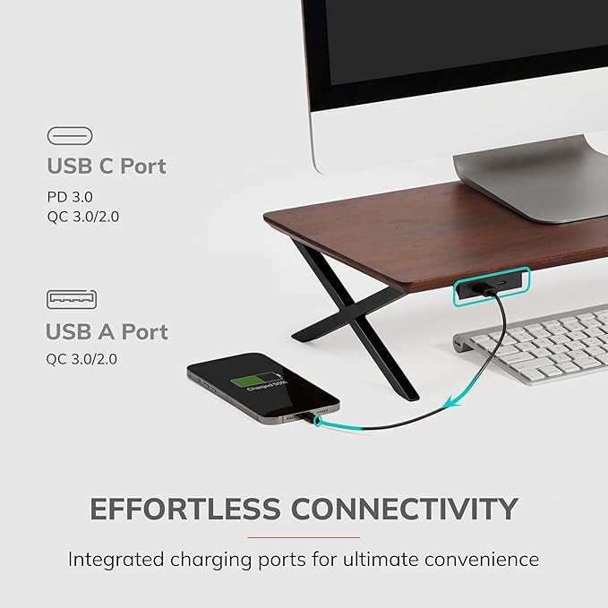 Anji Mountain Monitor Stand - Desktop Organizer & Laptop Riser, Ergonomic Monitor Riser, Space-Saving Monitor Stand for Desk, Durable Construction, Easy Assembly, Ideal for Home & Office,Walnut