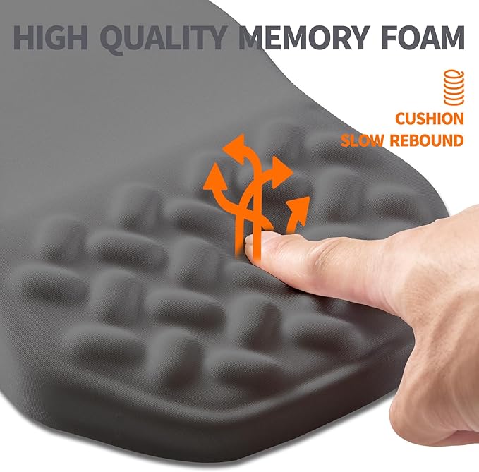 Ergonomic Slope Mouse Pad Wrist Support, Wrist Rest Mousepad for Carpal Tunnel Pain Relief with Massage Bulge and Slow Rebound Memory Foam (12x8 inch, Dark Gray)