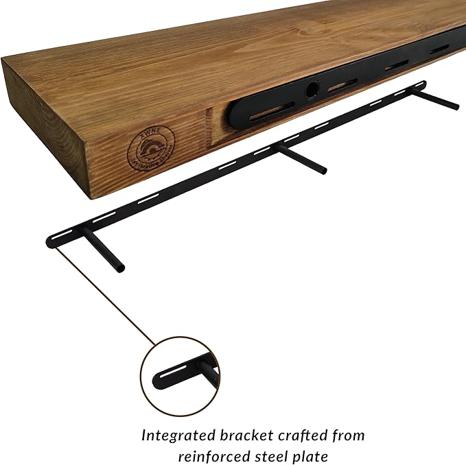 Wood Floating Shelves,48 inch Rustic Wood Wall Shelves for Bathroom Living Room Bedroom Kitchen Farmhouse Laundry Room Set of 2,Handmade-Thickened Wall Shelf (Golden Oak, 48''x8''x1.5'')