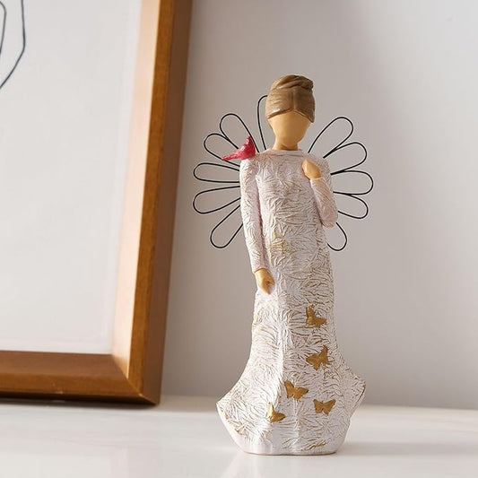 Sympathy Angel Figurines for Loss of Loved Ones Angel Statues Home Decor Serenity Prayer Gifts for Women Resin Sculpted Hand-Painted Figure Bereavement Gift Praying Hands Statue