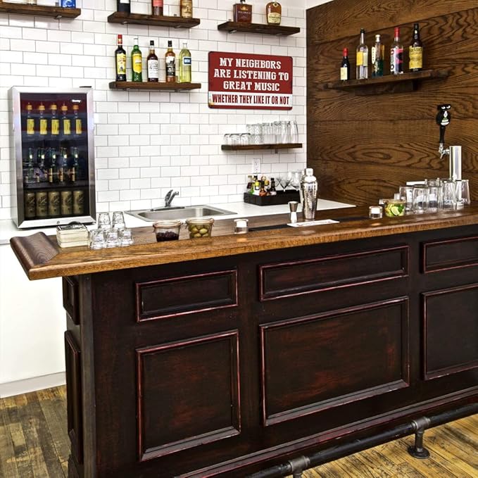 Vintage Man Cave Decor Funny Sarcasm Music Metal Tin Signs Garage Bar Patio Wall Decorations Gifts for Men 12 X 8 Inches Outdoor & Indoor - My Neighbors Are Listening to Great Music