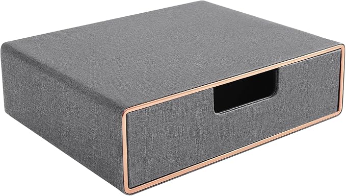 Stackable Organizer Drawer PU Leather Classic Handmade,Organize Home Office Desk Accessories and Sort Letter-Size Paper/a4 Document,Desktop Caddy with Drawers Storage,13.1x10x3.7inches,Grey