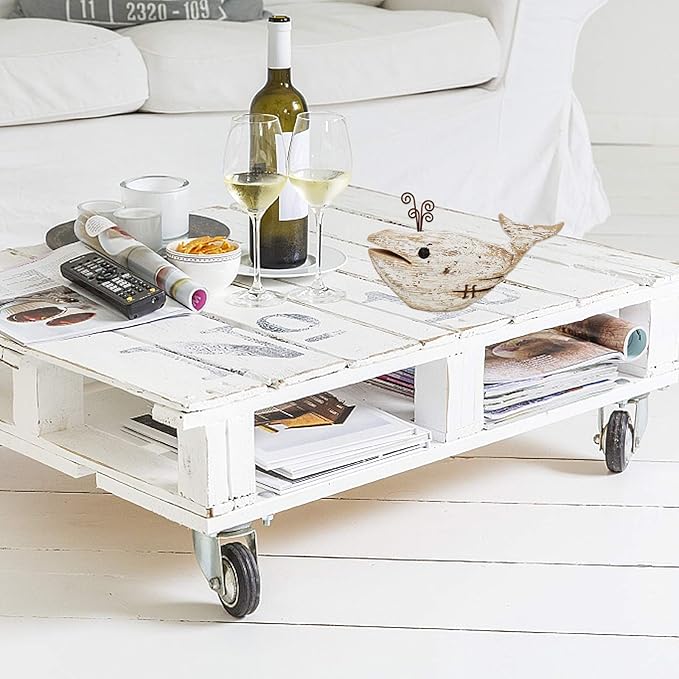 Morning View Whale Decor Tabletop Nautical Decor Wood Whale Sculpture Rustic Whale Statue Carved Figurine Coastal Home Beach House Decor Ocean Mediterranean for Shelf Bathroom 4.72 Inch Tall