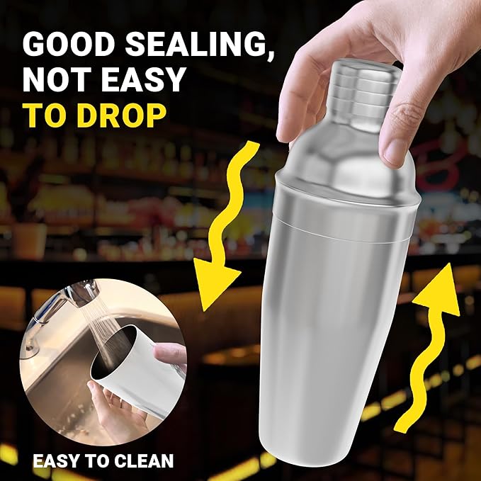 Bartender Kit – 5-Piece Stainless Steel Cocktail Shaker Set for Home & Bar – Drink Mixing Set with Accessories