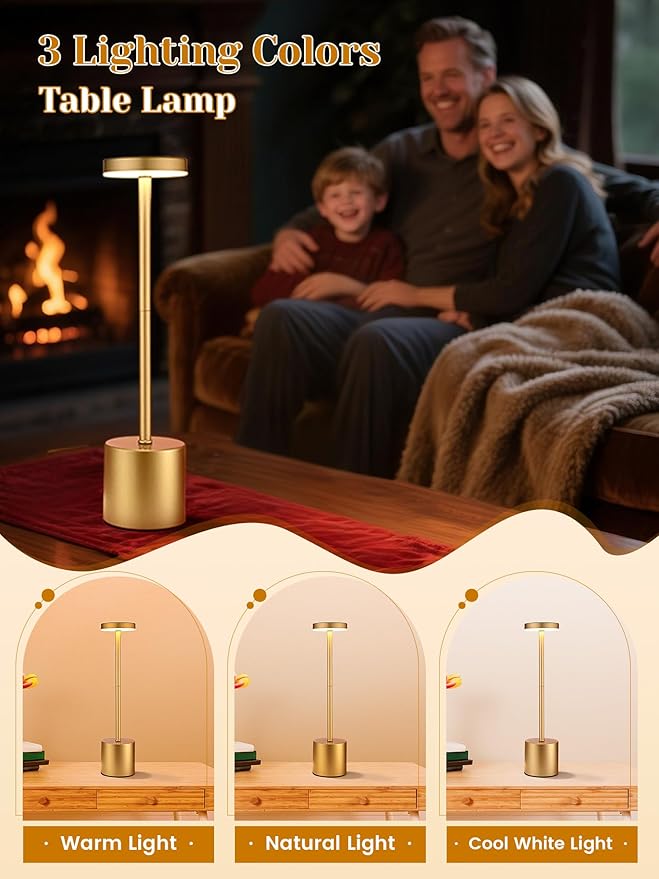Rechargeable Lamps Cordless Lamps Set of 2,6000mAh Battery Lights,Dimmable+3 Colors Rechargeable Table Lamp,Portable Wireless Small Table Lamp for Bedroom/Kitchen/Bathroom/Dining/Bar/Outdoor [Adapter]