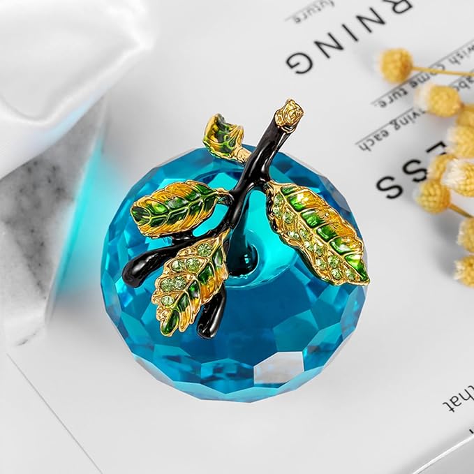 Crystal Apple Figurine Paperweight, Handmade Statue Ornament Home Decoration, Collectible Crystal Crafts, Come with Gift Box, Great Gift for Birthday Holidays Christmas (Blue-50mm)