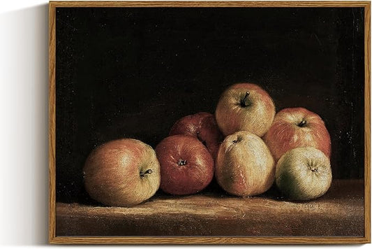 VIYYIEA Vintage Framed Apple Wall Art, Kitchen Bedroom Dining Room Fruit Art Decor, Still life of apples Canvas Print Paintings, French Country Home Farmhouse Dark Decor, 12x16 Inch