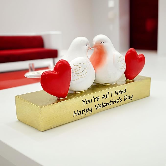 Love Birds Figurine Resin Art Decorative Statue for Home Decor, Valentine's Day Gift for Wife Girlfriend Husband - Romantic Valentine's Day Gift for Your Spouse - 2 Birds Love Decor