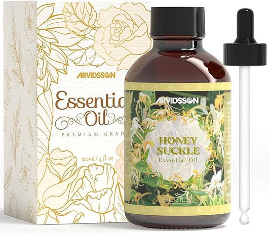 Honeysuckle Essential Oil 4 Fl Oz (120ml), Pure & Natural Honeysuckle Oil, Aromatherapy Essential Oils for Diffuser, Candle Making, Room Spray Diffuser Oils, Scented Oil Gift for Women