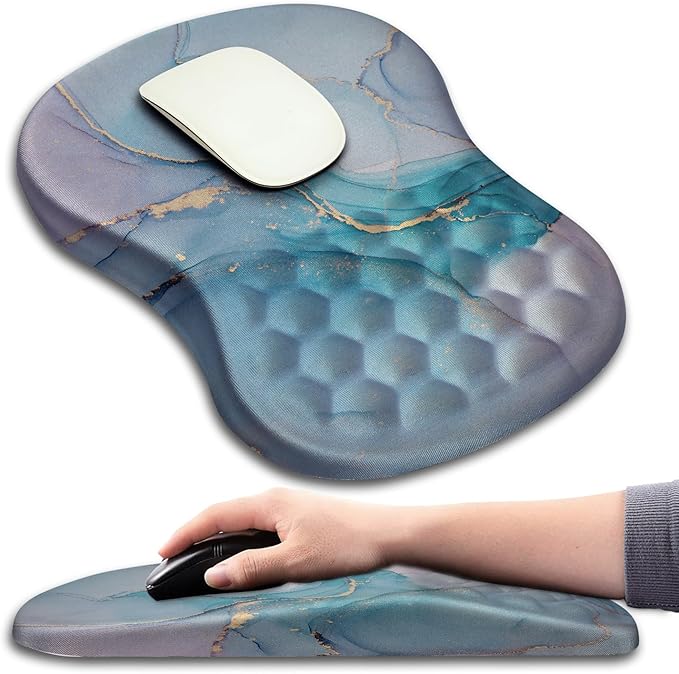 Mouse Pad Wrist Support, Ergonomic Mouse Pad with Massage Dot, Comfortable Computer Mouse Pad for Laptop, Wrist Rest Pain Relief Mousepad with Non-Slip PU Base for Office & Home, 12 x 8 in
