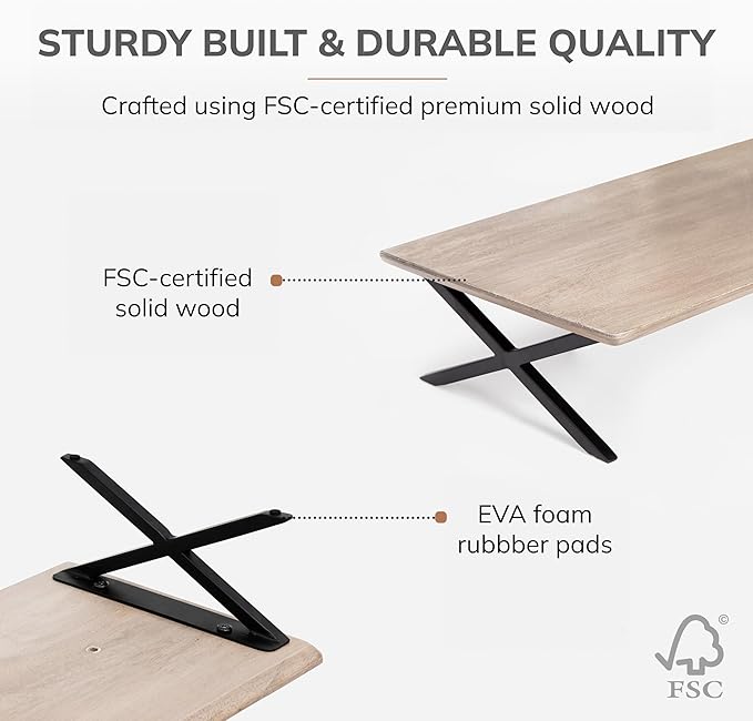 Anji Mountain Monitor Stand - Desktop Organizer & Laptop Riser, Ergonomic Monitor Riser, Space-Saving Monitor Stand for Desk, Durable Construction, Easy Assembly, Ideal for Home & Office,Biscotti