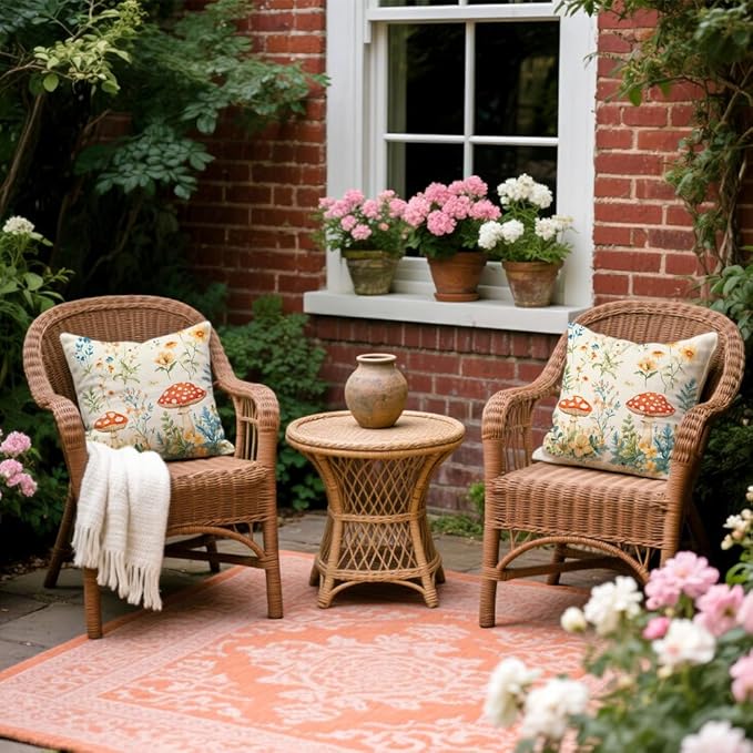 Cirzone Waterproof Outdoor Pillow Covers 18x18 Inch Set of 2 Summer Spring Floral Throw Pillow Covers Spring Outdoor Decor for Patio Furniture Garden Sofa