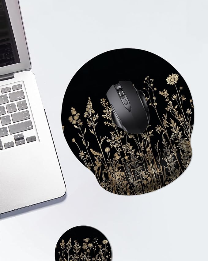 Mouse Pad with Wrist Support, Ergonomic Mouse Pad with Memory Foam Wrist Rest Cushion, Non-Slip Rubber Base Gaming Mice Pad for Home Office Computer Laptop,Wild Floral