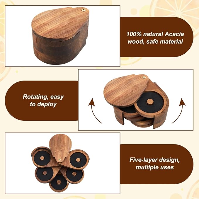 Mifoci Acacia 5 Tier Margarita Salt Rimmer Set Salt and Sugar Glass Rimmer Set with Lid and 5 Sponges Home Bar Accessories for Cocktails Drinks House Party Bartender Supplies